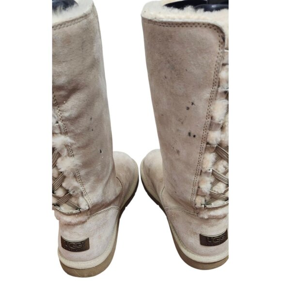 UGG AUSTRALLIA S/N 5734 WOMENS ROSEBERRY LACE UP BOOTS SHEEPSKIN FUR LINED Sz 7 - Picture 11 of 11